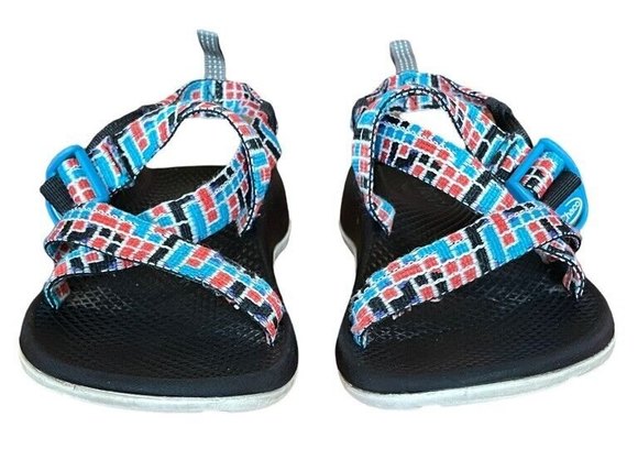Chaco Girl orUnisex Z/1 Ecotread Sports Water Sandal Wide Strap SZ 4 Blue Orange - Picture 2 of 10
